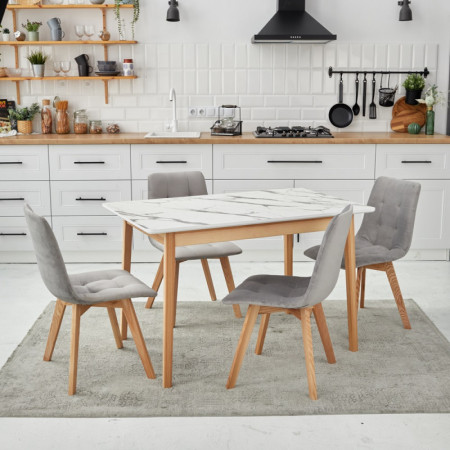 Комплект кухонной мебели Ont- Антонио 120 Мрамор белый + 4 Стула Дарио