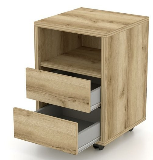 Тумба на колесах с 2 ящиками Helvetia AGAPI 24N3LZ00 (натуральный дуб)