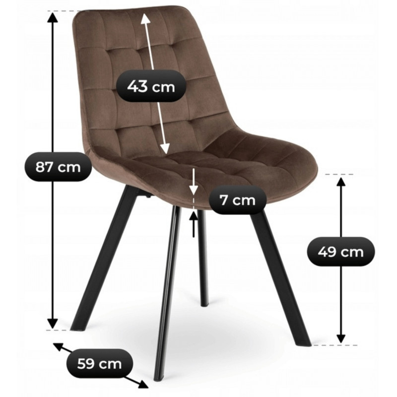 Стул обеденный MEBEL ELITE RICK коричневый велюр