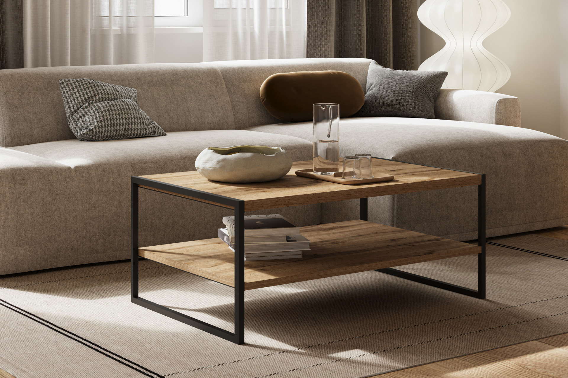 Стол кофейный Helvetia EKO 24N0MJ97 (дуб вотан/черный)