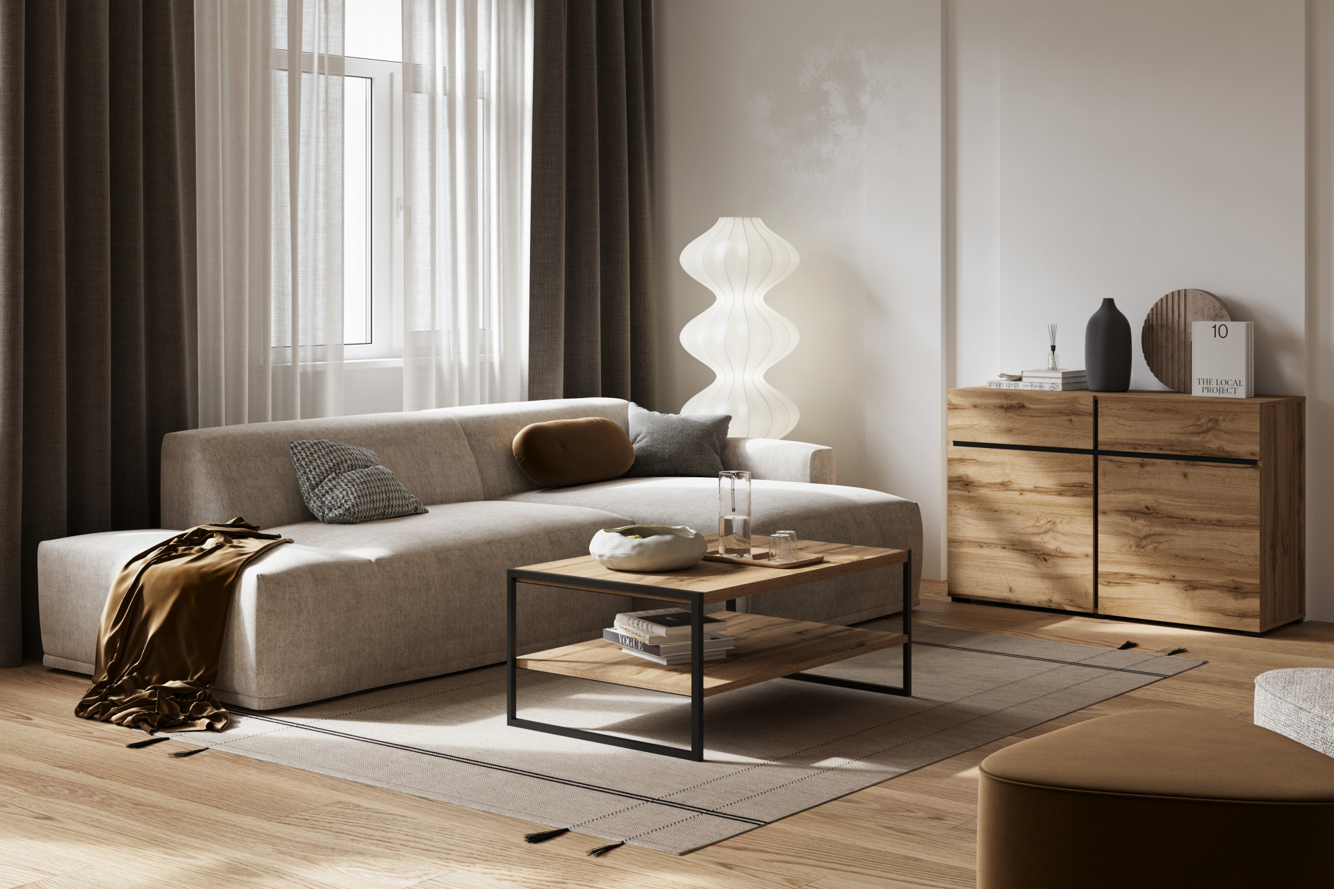 Стол кофейный Helvetia EKO 24N0MJ97 (дуб вотан/черный)