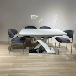 Стул  EXI- EVIK-S серый велюр, серебряные ножки