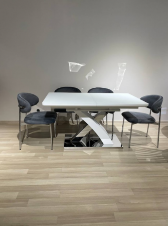 Стул  EXI- EVIK-S серый велюр, серебряные ножки