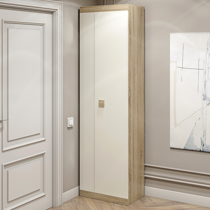 Шкаф распашной на 2 двери EVR- Соната-600 дуб Сонома + фасад белый