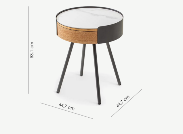 Столик приставной 1 ящик CRV- Valerio, Walnut veneer titanium stone