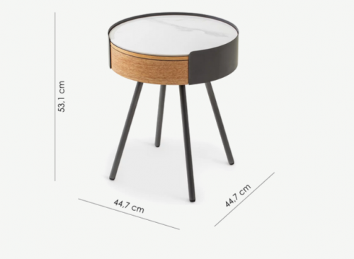 Столик приставной 1 ящик CRV- Valerio, Walnut veneer titanium stone