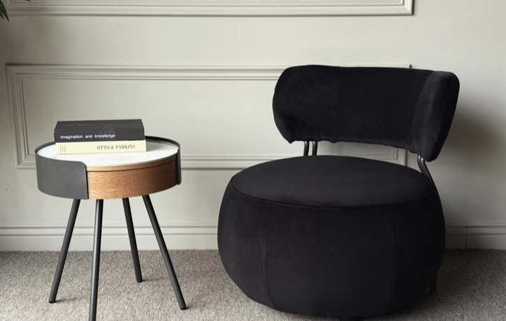 Столик приставной 1 ящик CRV- Valerio, Walnut veneer titanium stone