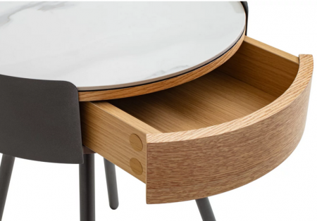 Столик приставной 1 ящик CRV- Valerio, Walnut veneer titanium stone