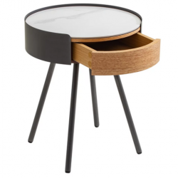 Столик приставной 1 ящик CRV- Valerio, Walnut veneer titanium stone