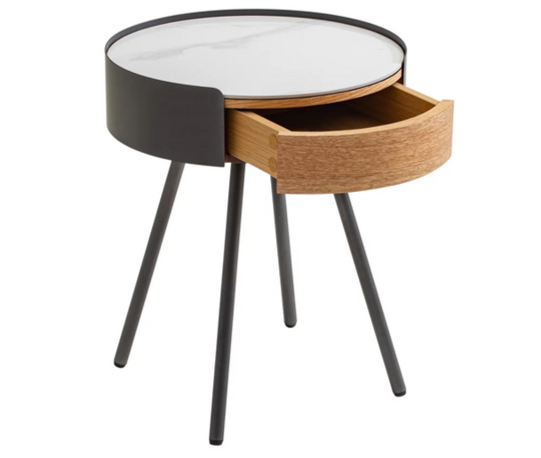 Столик приставной 1 ящик CRV- Valerio, Walnut veneer titanium stone