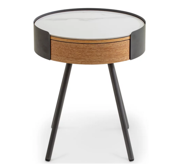 Столик приставной 1 ящик CRV- Valerio, Walnut veneer titanium stone