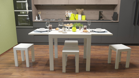 Стол + 4 табуретки ViA- Крос (белый/шамони)