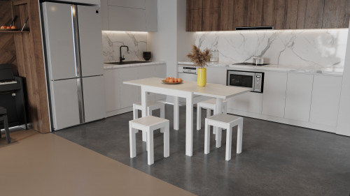 Стол + 4 табуретки ViA- Крос (белый/шамони)