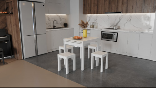 Стол + 4 табуретки ViA- Крос (белый/шамони)