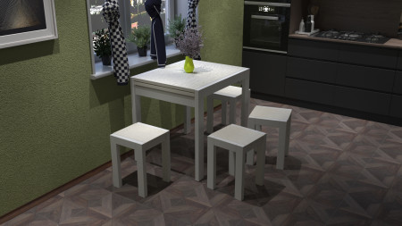 Стол + 4 табуретки ViA- Крос (белый/шамони)