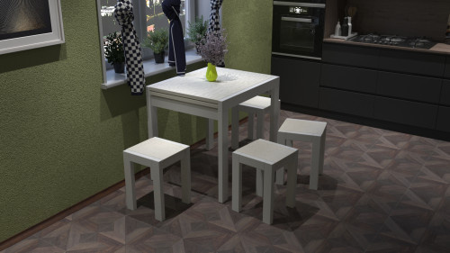 Стол + 4 табуретки ViA- Крос (белый/шамони)