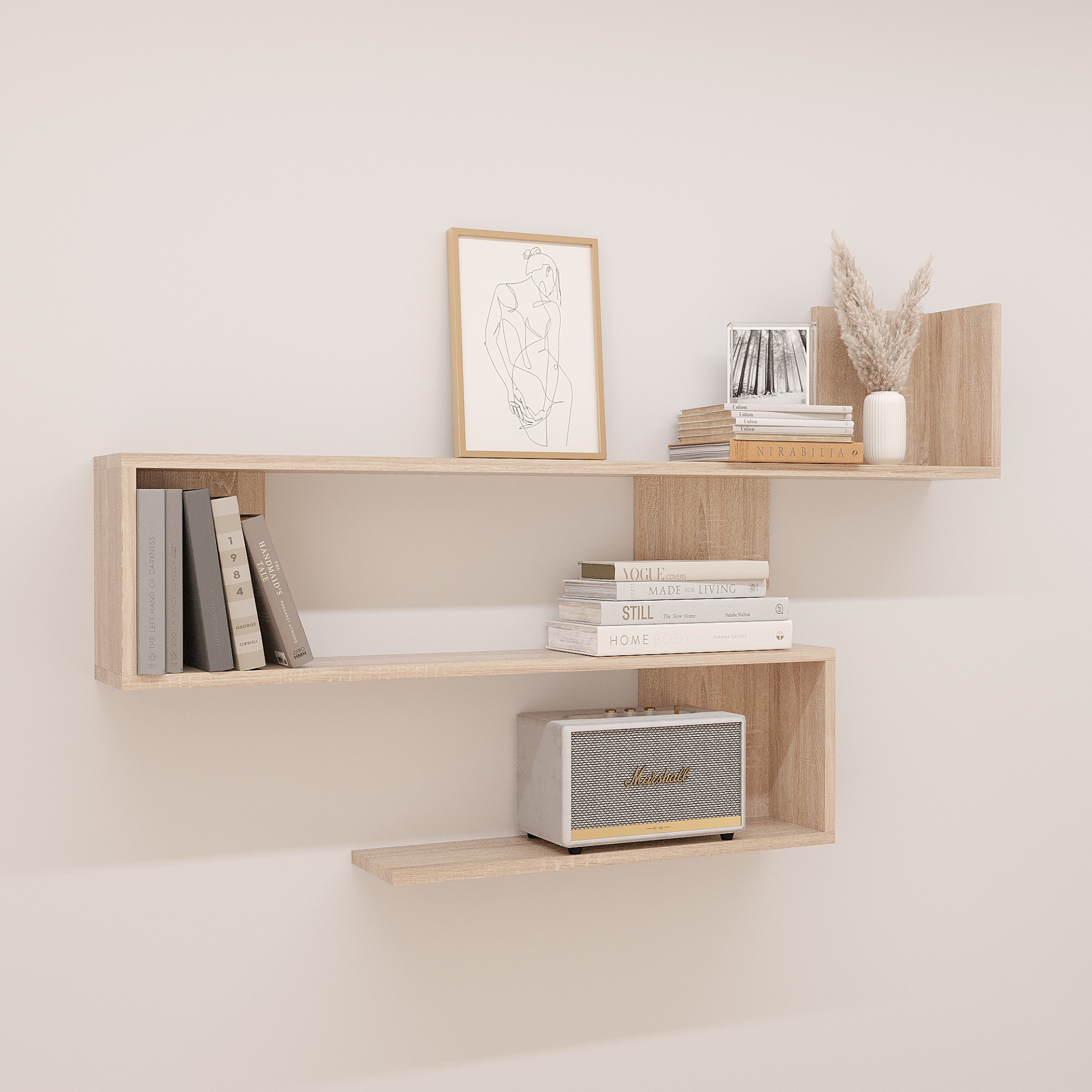 Полка навесная настенная 72х120х15 см KOD- ПК-7