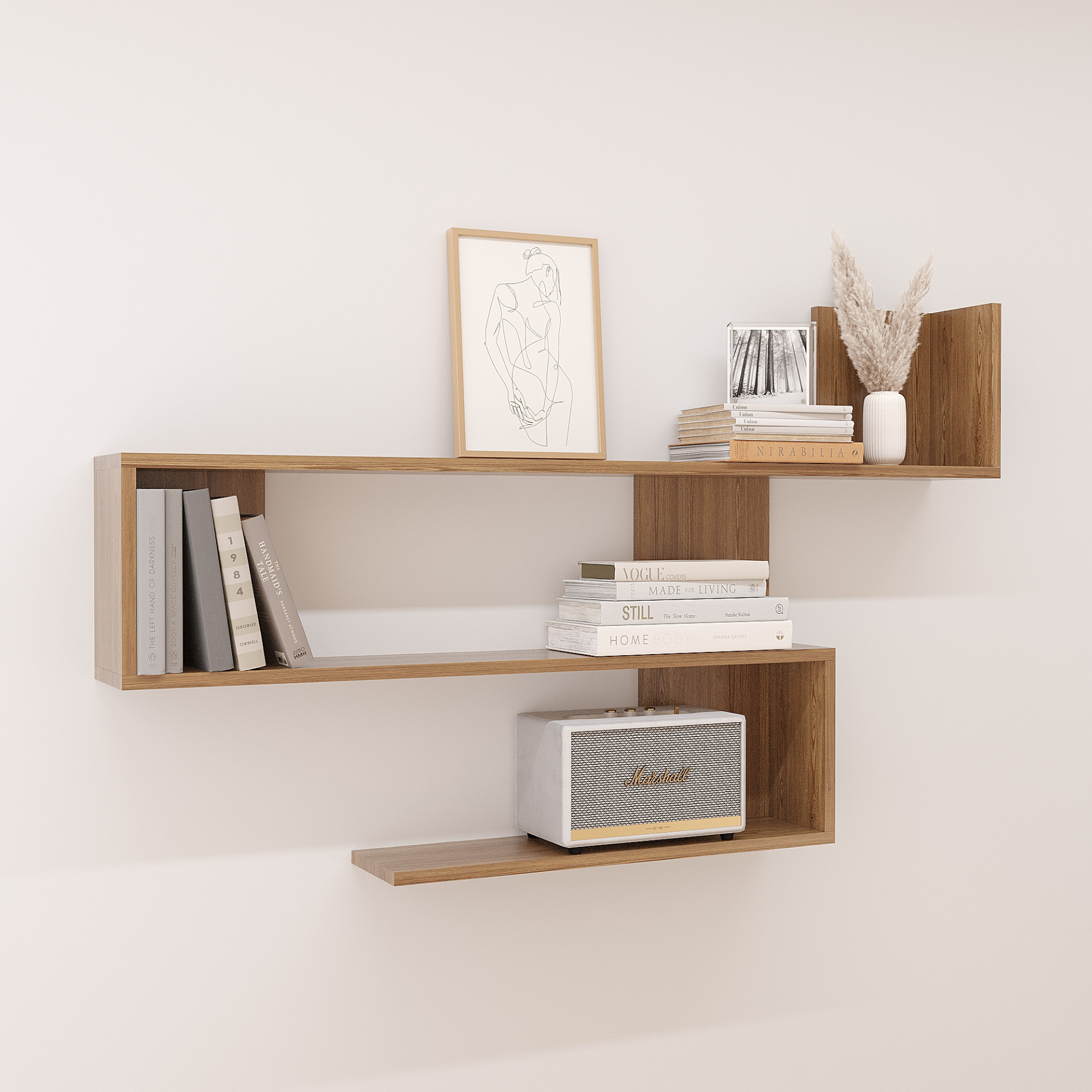 Полка навесная настенная 72х120х15 см KOD- ПК-7