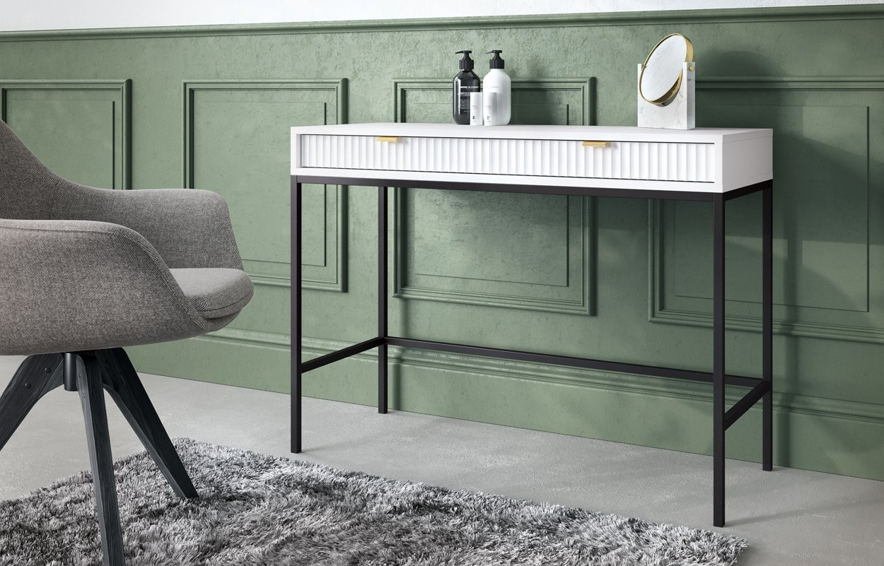 Стол туалетный Perfect Home Новая/Nova с 2 ящиками, черные ножки T104 Белый