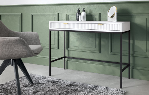 Стол туалетный Perfect Home Новая/Nova с 2 ящиками, черные ножки T104 Белый
