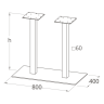 Опора для стола STL- MILANO DOUBLE INOX (основание 80х40 см, высота 57 см, 72 см и 110 см)