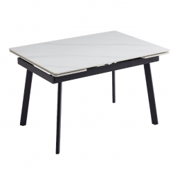 Стол керамический раскладной VTR- TM-98-1 белый мрамор/ черный 