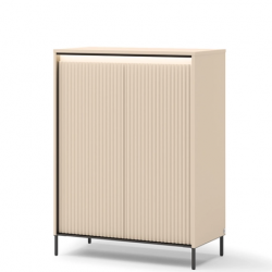 Комод 2- дв высокий TOP- Тренд (TREND) бежевый с черной подсветкой    