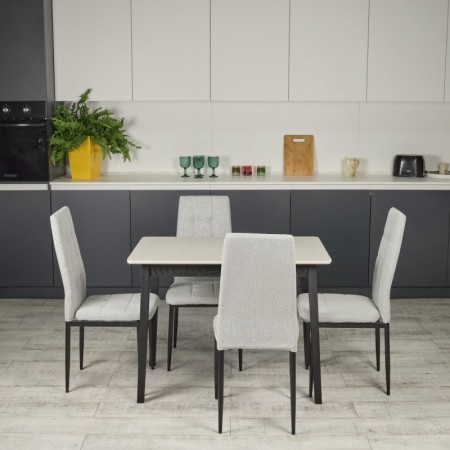 Комплект кухонной мебели Ont- Антонио 100 Серо-бежевый + 4 Стула Tex светло-серые