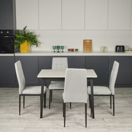 Комплект кухонной мебели Ont- Антонио 100 Серо-бежевый + 4 Стула Tex светло-серые