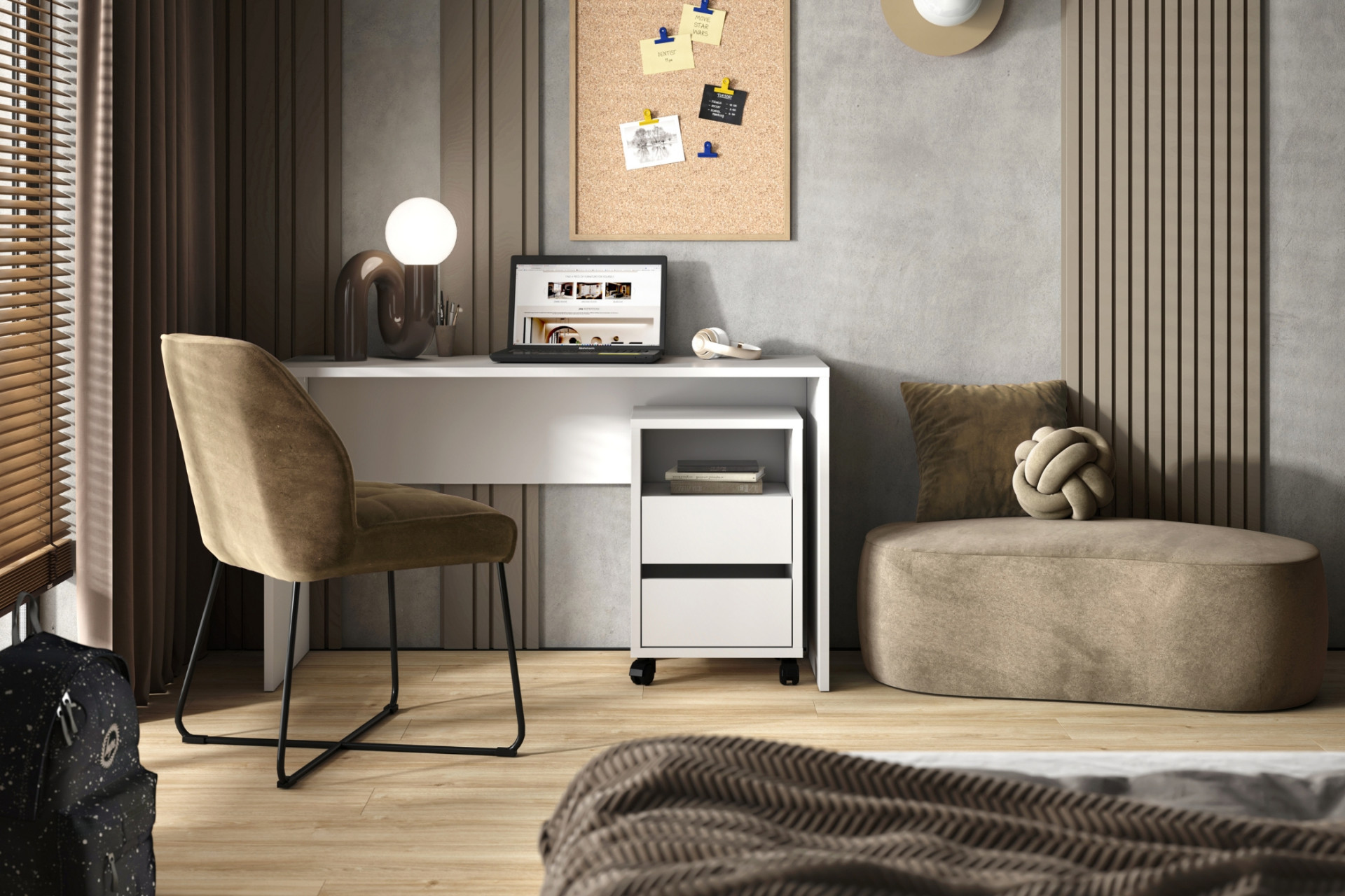 Комплект письменный стол + тумба Helvetia AGAPI 2497LZ07 (белый)