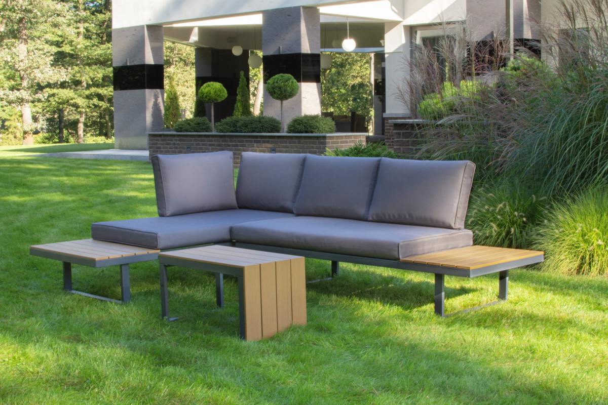 Комплект модульной садовой мебели Siesta  Лофт 2 дивана + 1 стол (серый)