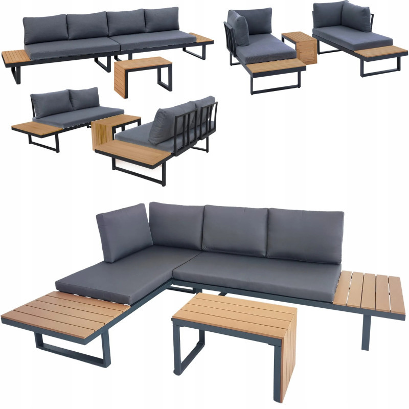 Комплект модульной садовой мебели Siesta  Лофт 2 дивана + 1 стол (серый)