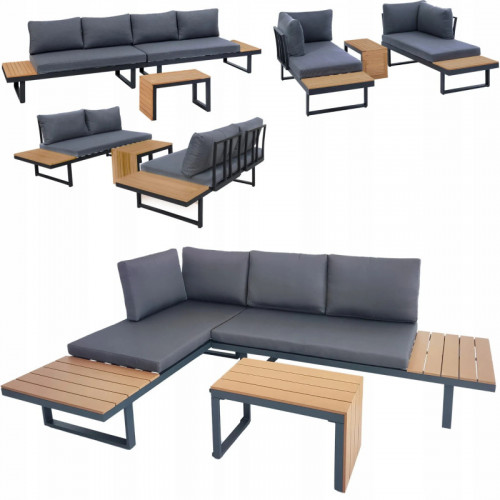 Комплект модульной садовой мебели Siesta  Лофт 2 дивана + 1 стол (серый)