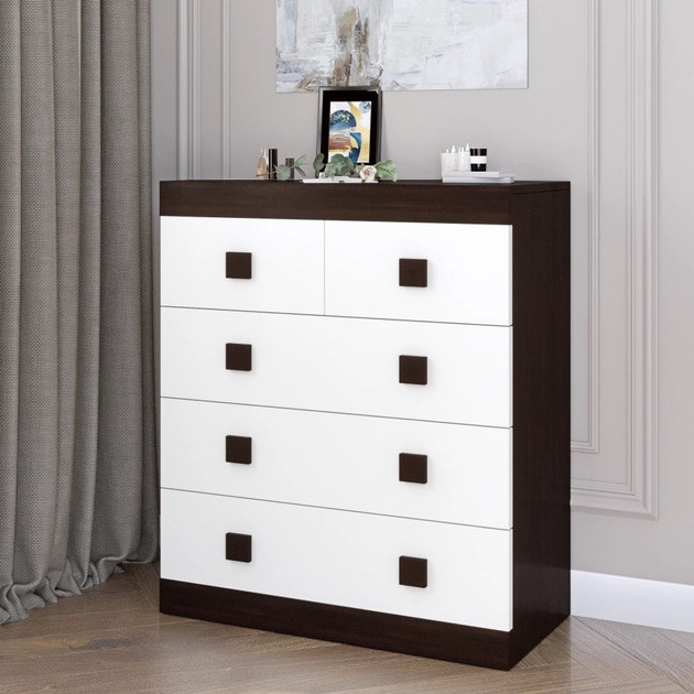 Комод на 5 шухляд EVR- Соната-3 венге + фасад белый