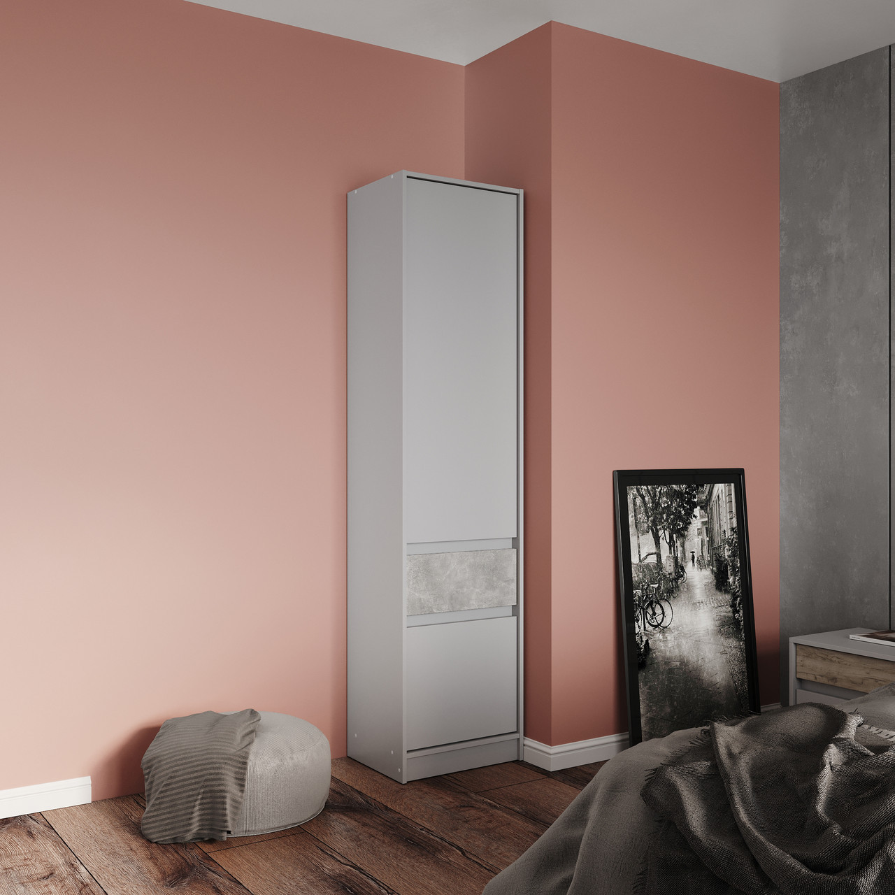 Пенал закрытый EVR- Стайл-500 кашемир + фасад бетон