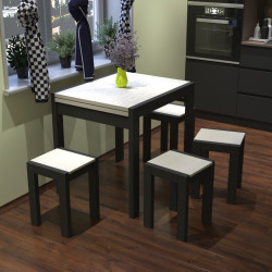 Стол + 4 табуретки ViA- Крос (черный/шамони)
