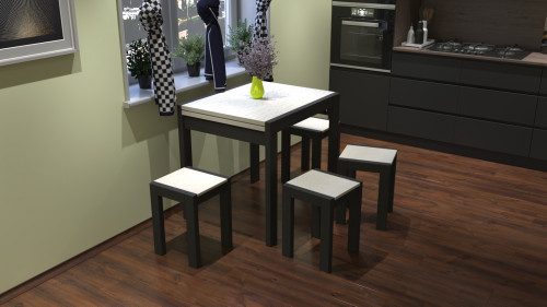 Стол + 4 табуретки ViA- Крос (черный/шамони)