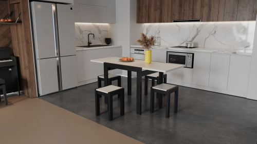 Стол + 4 табуретки ViA- Крос (черный/шамони)