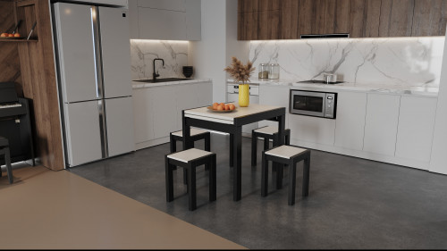 Стол + 4 табуретки ViA- Крос (черный/шамони)