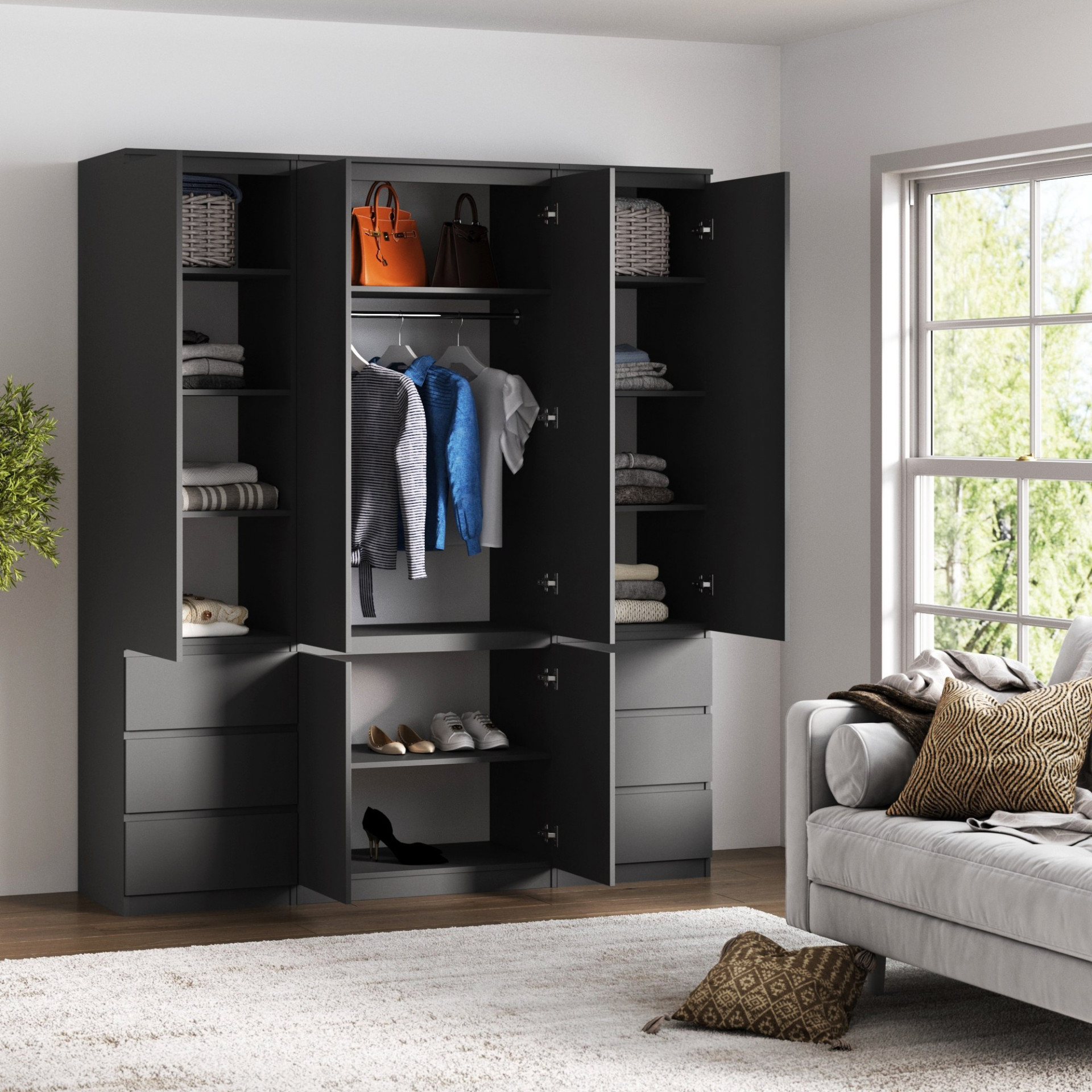 Комплект (ШК-80стиль + ШК-стиль-4ф 2 шт) KOD- ШК-180 стиль