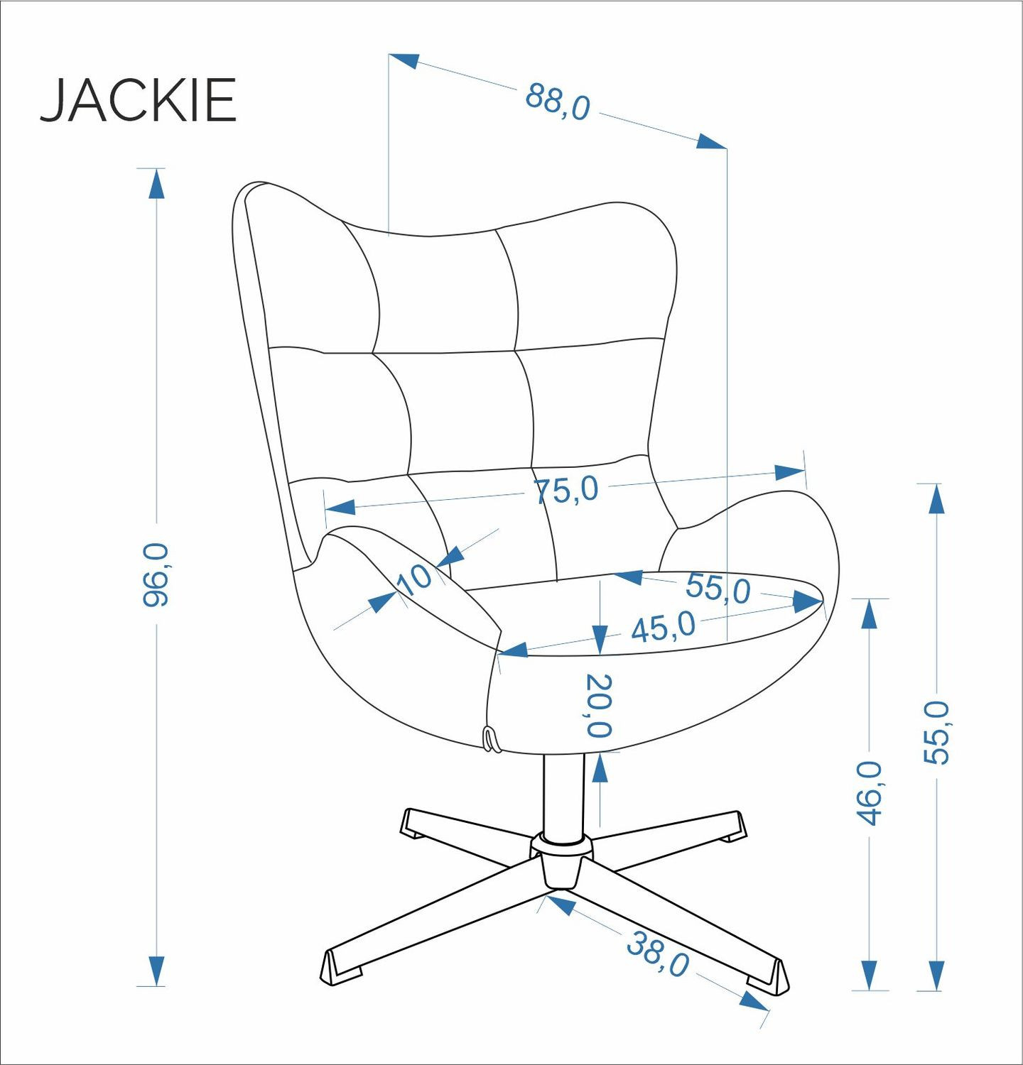 Кресло с функцией поворота HALMAR JACKIE пепельный