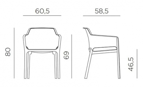 Комплект Nardi DEI- стол Clipx 70 см + 4 кресла Net, Antracite 