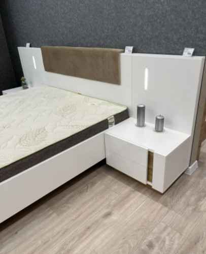 Комплект прикроватных тумб Perfect Home Arco (Marco) 2S/60 с подсветкой белый глянец/дуб грандсон 