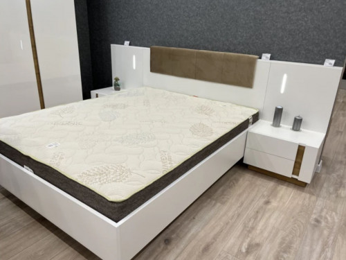 Комплект прикроватных тумб Perfect Home Arco (Marco) 2S/60 с подсветкой белый глянец/дуб грандсон 