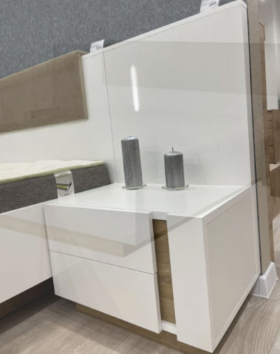 Комплект прикроватных тумб Perfect Home Arco (Marco) 2S/60 с подсветкой белый глянец/дуб грандсон 