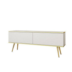 Тумба под ТВ Perfect Home Оро / Oro RTV135 MDF 2-дверная с золотыми ножками Белый