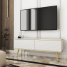 Тумба под ТВ Perfect Home Оро / Oro RTV135 MDF 2-дверная с золотыми ножками Белый