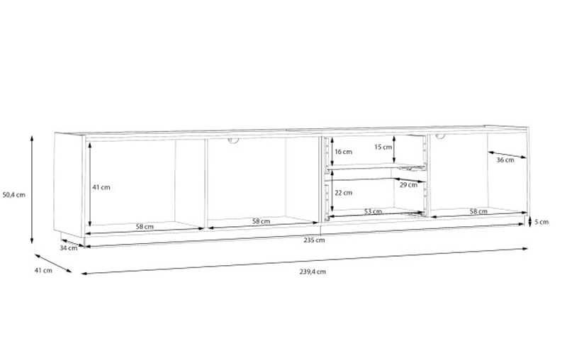 Гостиная Forte LEWISVILLE Wall unit combination _01 Серый/Дуб Валенсия