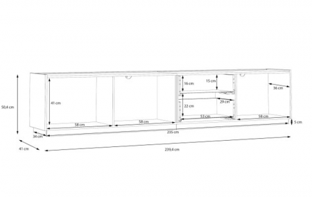 Гостиная Forte LEWISVILLE Wall unit combination _01 Серый/Дуб Валенсия
