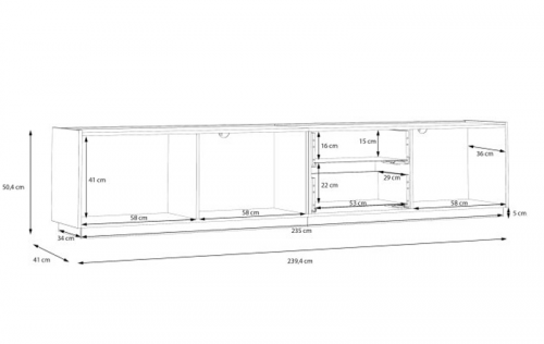 Гостиная Forte LEWISVILLE Wall unit combination _01 Серый/Дуб Валенсия
